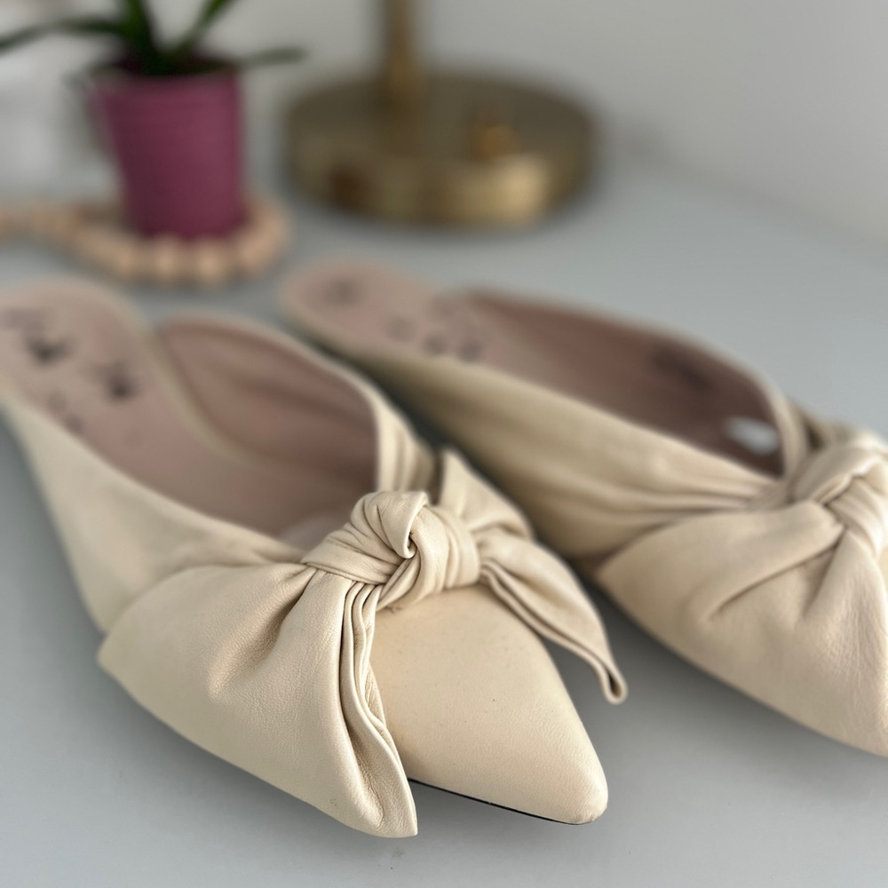 Zara flat leather mule with tie